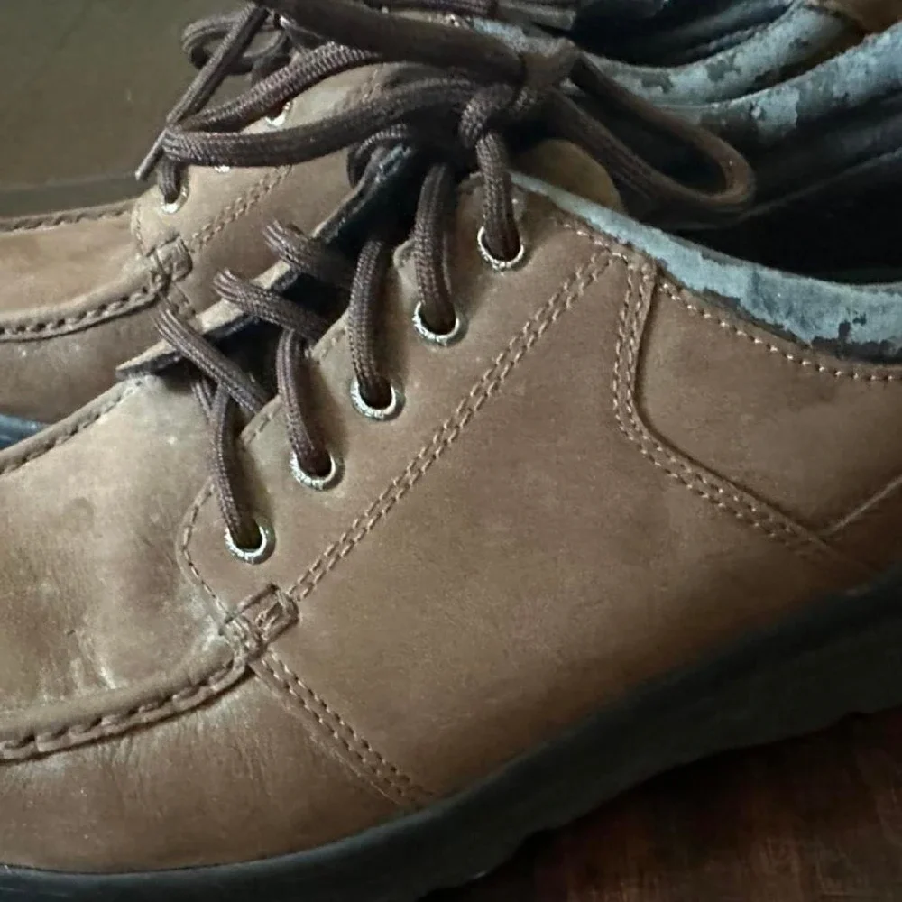 Thom McAn Mens Shoes Sz 11 Brown Leather Moc Toe Oxford Casual Lace Up Lug Sole